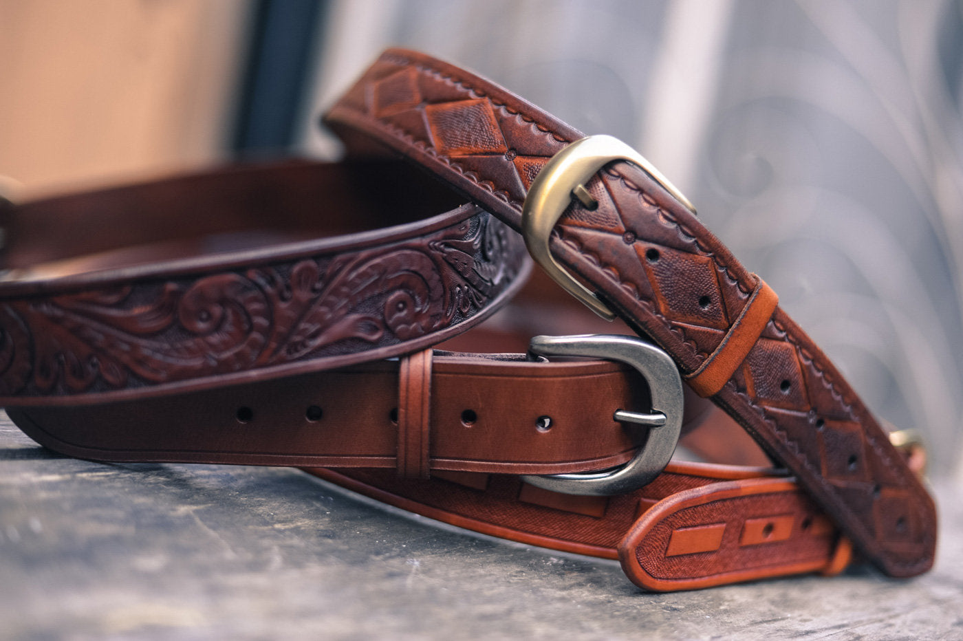 Hand Carved Leather Belts